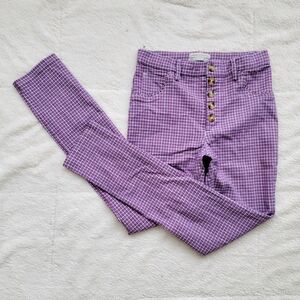 Urban Outfitters Purple Plaid High Rise Skinny Leg Pants